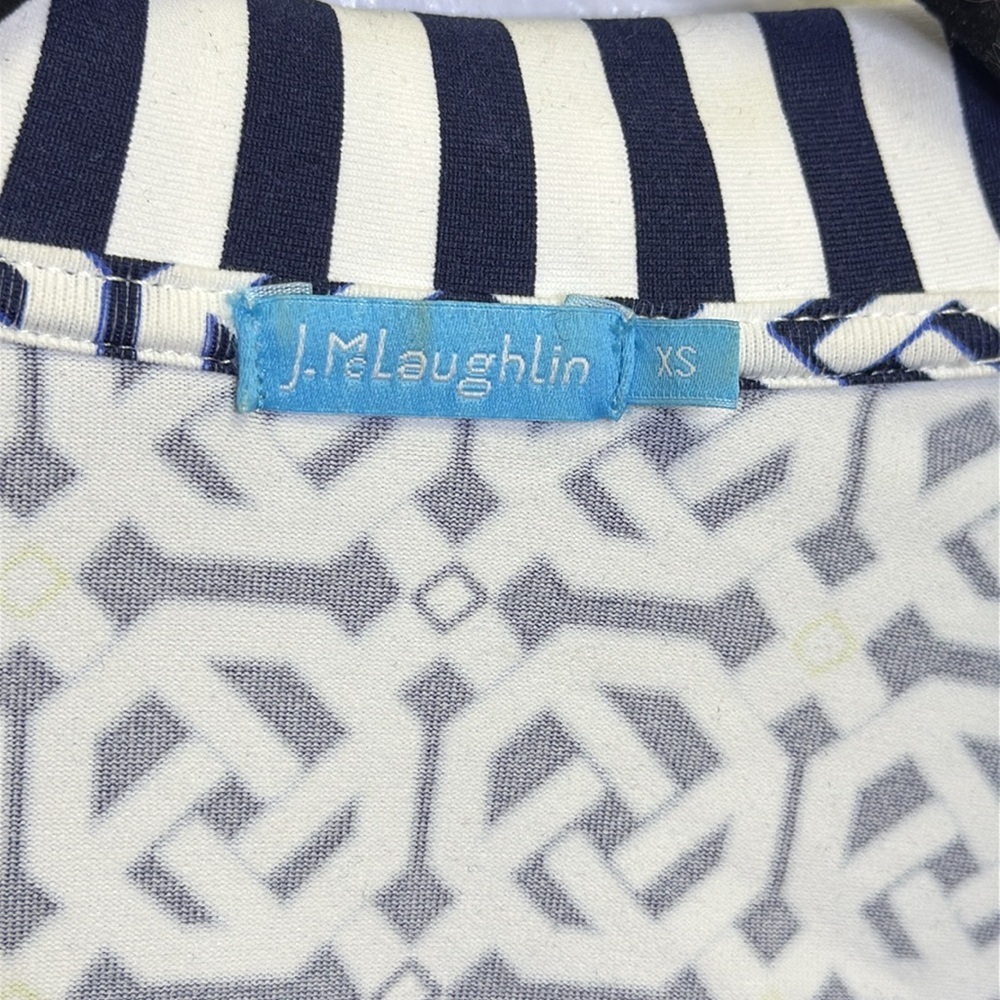 J. McLaughlin Black and White Wrap Dress with Notched Collar - Picture 3 of 9